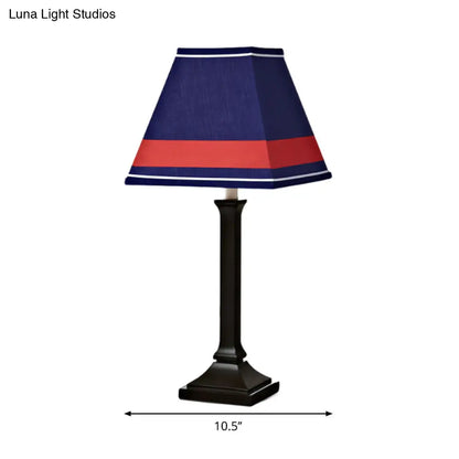 Contemporary Craftsman Study Desk Lamp - One-Light Fabric Shade