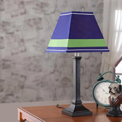 Contemporary Craftsman Study Desk Lamp - One-Light Fabric Shade
