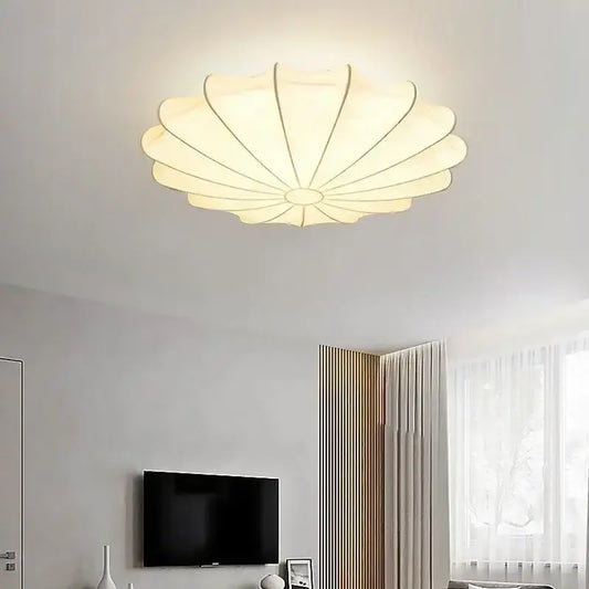 Contemporary cream petal led ceiling light with soft diffused glow and metallic accents for dining room ceiling light