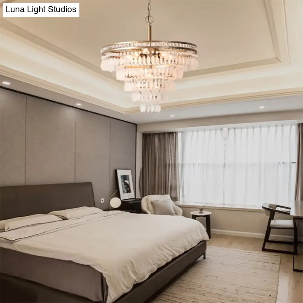 Lámpara de techo escalonada de cristal contemporáneo de 6 luces para dormitorio - Accesorio de plata antigua