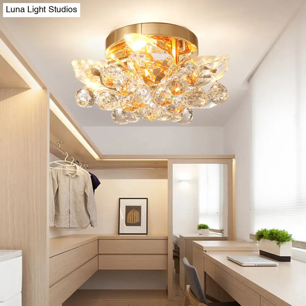 DecorBites™ DecorBites™ Contemporary Crystal Ball Ceiling Light with LED, Gold/Silver Semi Flush Mount