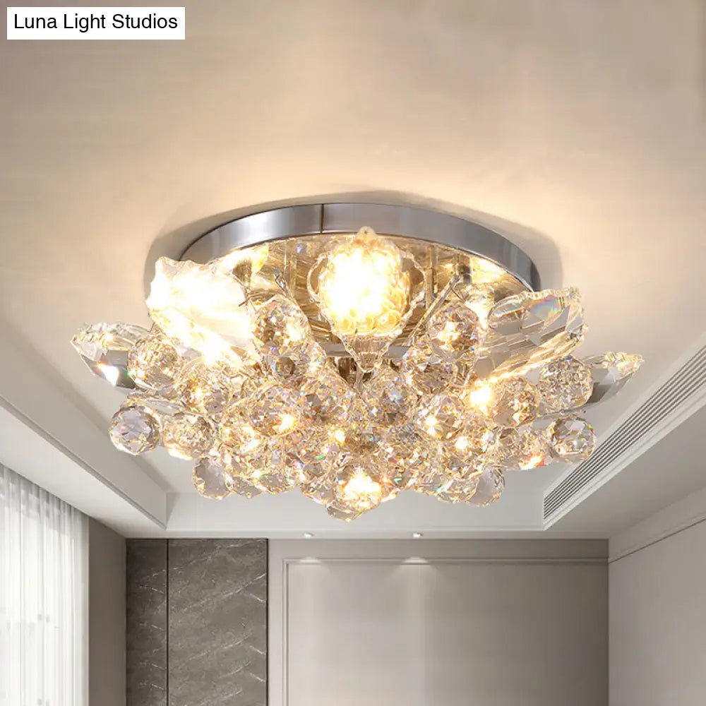 DecorBites™ DecorBites™ Contemporary Crystal Ball Ceiling Light with LED, Gold/Silver Semi Flush Mount