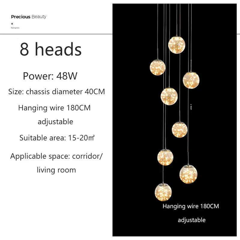 Contemporary Crystal Ball Chandelier - Free Shipping - 8 heads / Cognac / Gold chassis|Warm White - Chandelier
