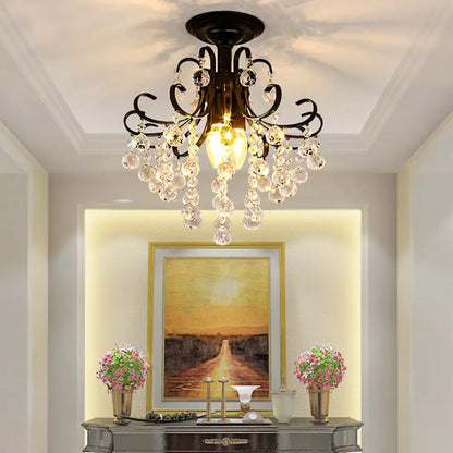 Lámpara de techo semiempotrada DecorBites™ de cristal contemporáneo con 3 luces doradas/negras.