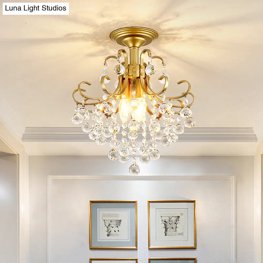 Lámpara de techo semiempotrada DecorBites™ de cristal contemporáneo con 3 luces doradas/negras.