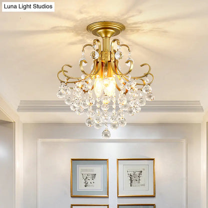 Lámpara de techo semiempotrada DecorBites™ de cristal contemporáneo con 3 luces doradas/negras.