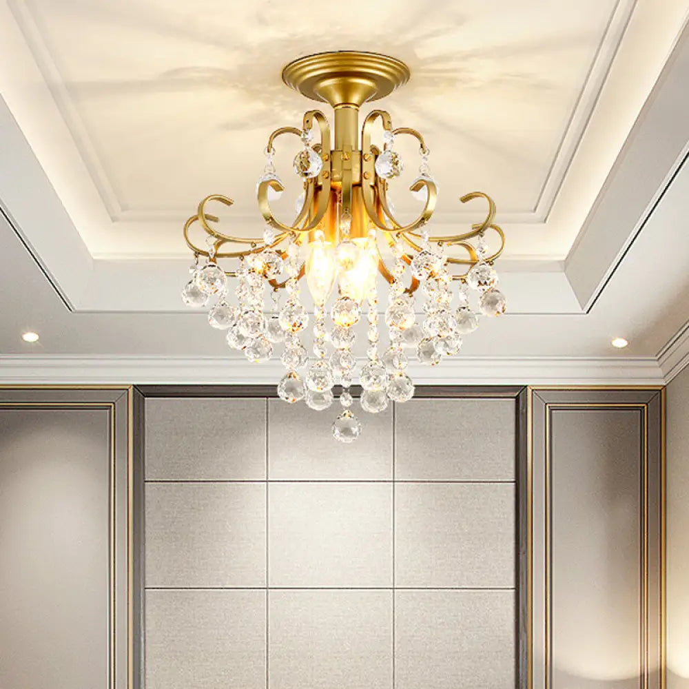 Lámpara de techo semiempotrada DecorBites™ de cristal contemporáneo con 3 luces doradas/negras.