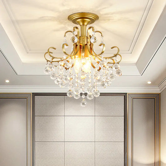 Lámpara de techo semiempotrada DecorBites™ de cristal contemporáneo con 3 luces doradas/negras.