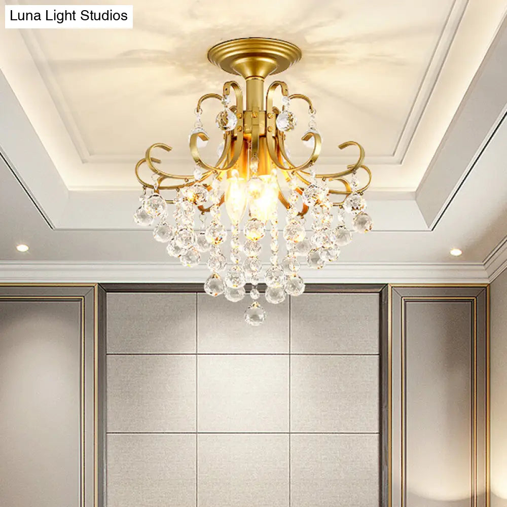 Lámpara de techo semiempotrada DecorBites™ de cristal contemporáneo con 3 luces doradas/negras.