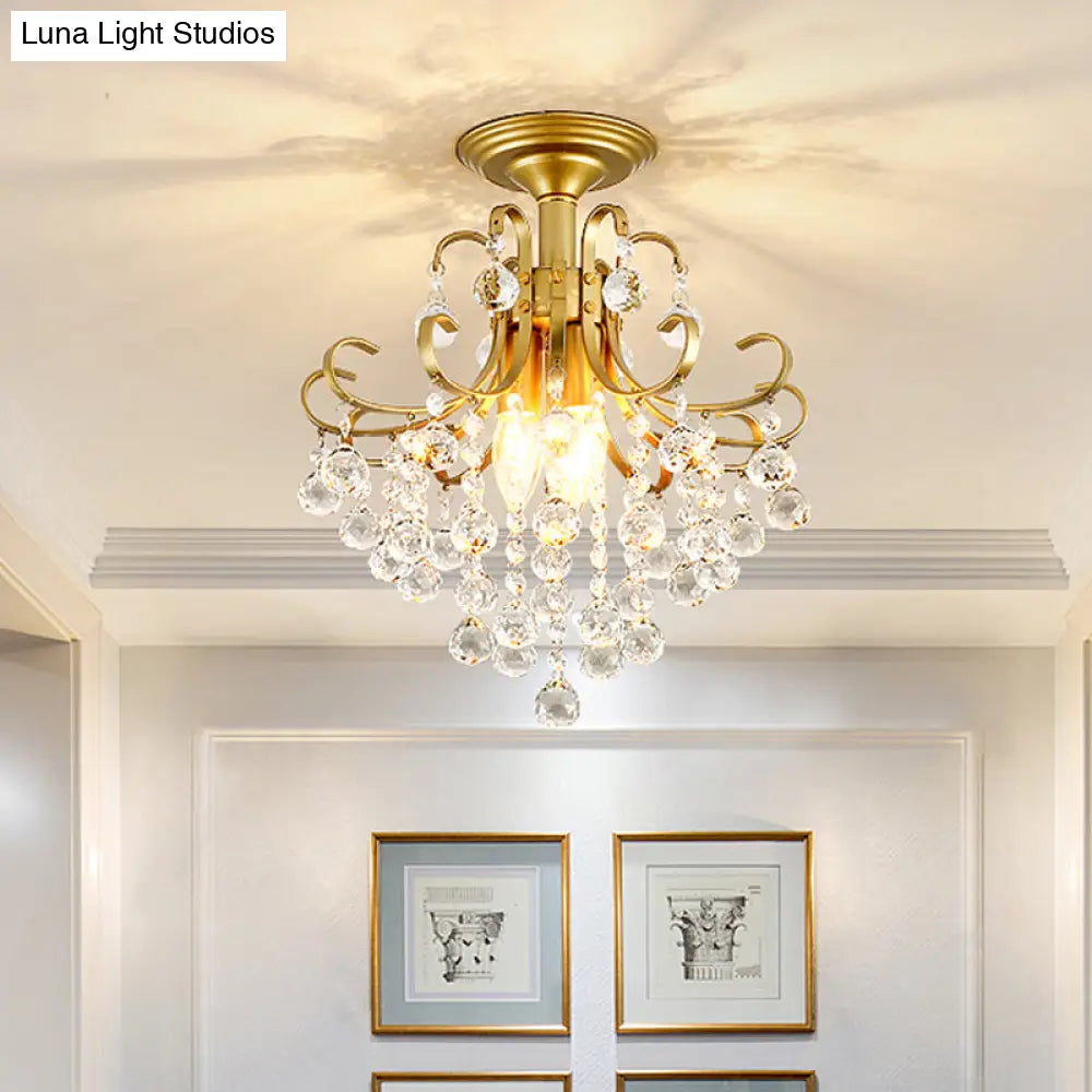 Lámpara de techo semiempotrada DecorBites™ de cristal contemporáneo con 3 luces doradas/negras.