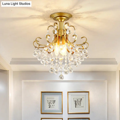 Lámpara de techo semiempotrada DecorBites™ de cristal contemporáneo con 3 luces doradas/negras.