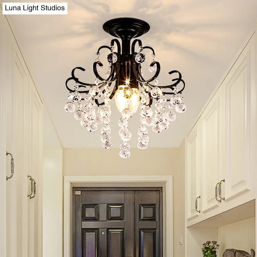 Lámpara de techo semiempotrada DecorBites™ de cristal contemporáneo con 3 luces doradas/negras.