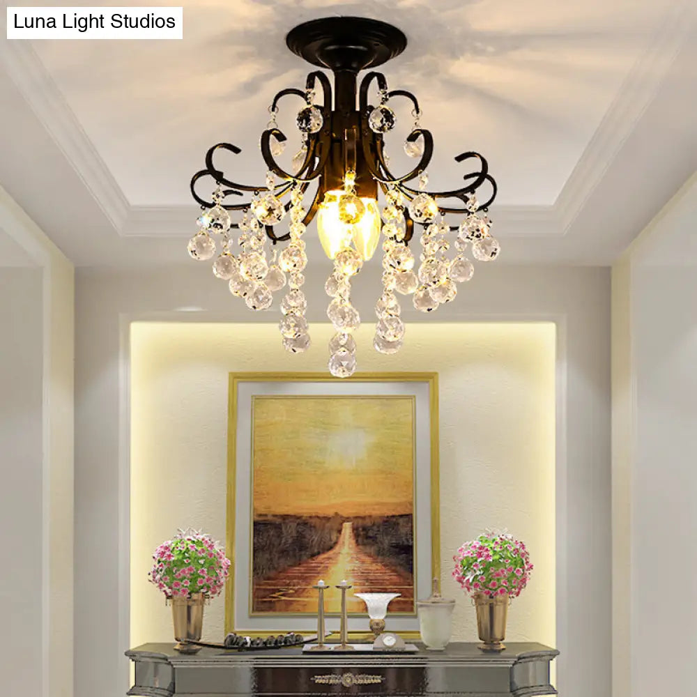 Lámpara de techo semiempotrada DecorBites™ de cristal contemporáneo con 3 luces doradas/negras.