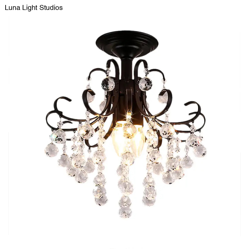 Lámpara de techo semiempotrada DecorBites™ de cristal contemporáneo con 3 luces doradas/negras.