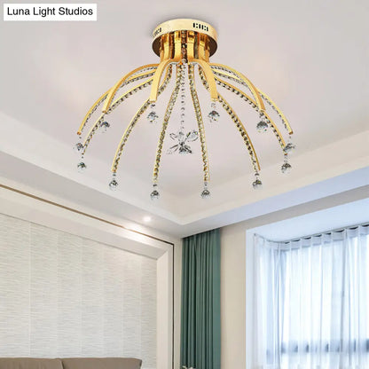 DecorBites™ DecorBites™ Contemporary Crystal Ball Sputnik Ceiling Mount - Gold LED Semi Flush Mount Light Fixture with 12 Bulbs in Warm/White Light