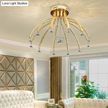 DecorBites™ DecorBites™ Contemporary Crystal Ball Sputnik Ceiling Mount - Gold LED Semi Flush Mount Light Fixture with 12 Bulbs in Warm/White Light