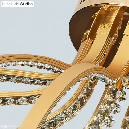 DecorBites™ DecorBites™ Contemporary Crystal Ball Sputnik Ceiling Mount - Gold LED Semi Flush Mount Light Fixture with 12 Bulbs in Warm/White Light