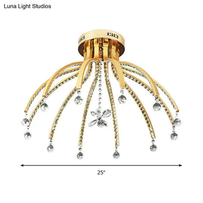 DecorBites™ DecorBites™ Contemporary Crystal Ball Sputnik Ceiling Mount - Gold LED Semi Flush Mount Light Fixture with 12 Bulbs in Warm/White Light