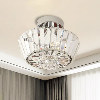 DecorBites™ DecorBites™ Contemporary Crystal Block 3-Light Chrome Cone Porch Ceiling Mounted Semi Flush Mount