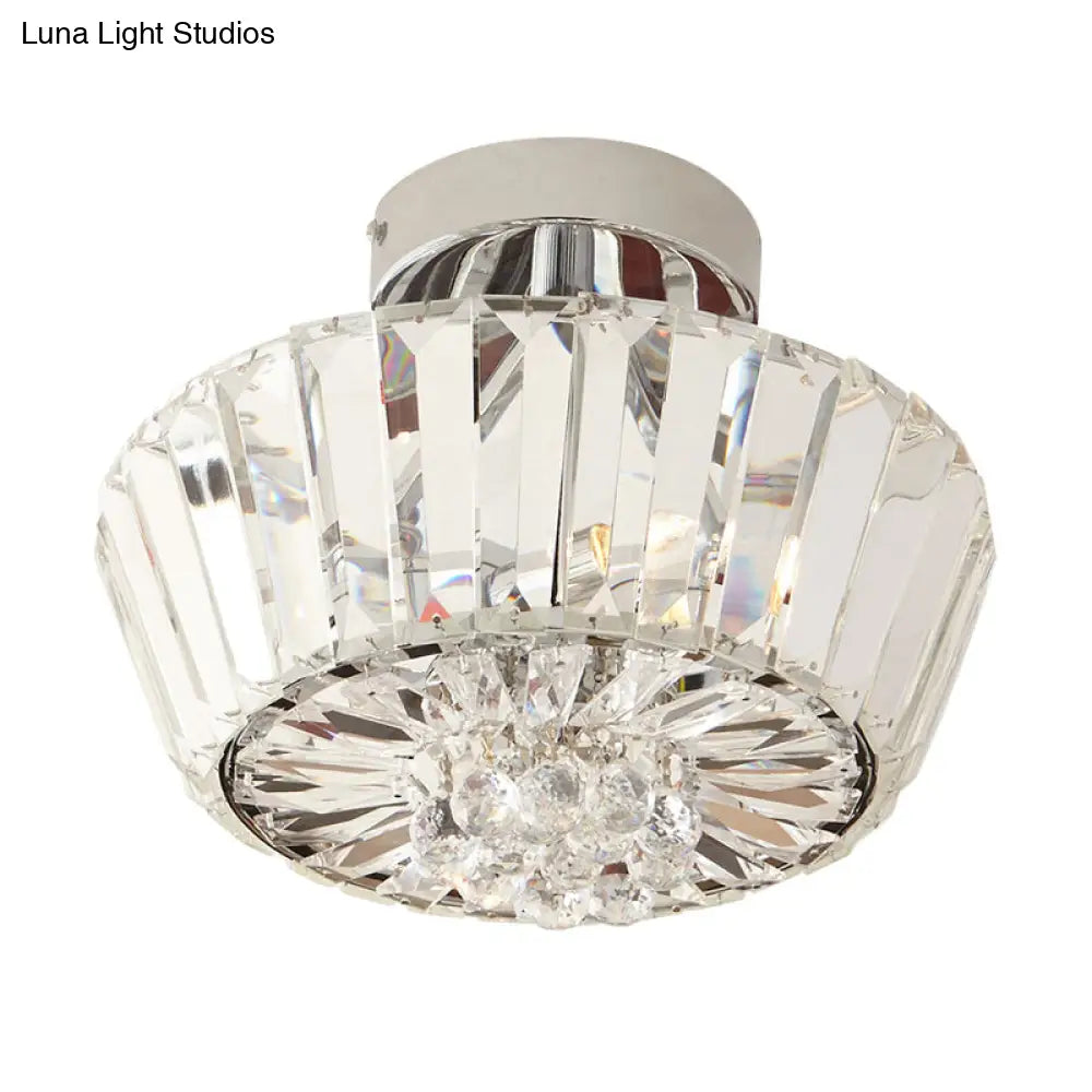 DecorBites™ DecorBites™ Contemporary Crystal Block 3-Light Chrome Cone Porch Ceiling Mounted Semi Flush Mount