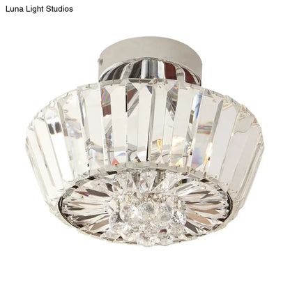 DecorBites™ DecorBites™ Contemporary Crystal Block 3-Light Chrome Cone Porch Ceiling Mounted Semi Flush Mount