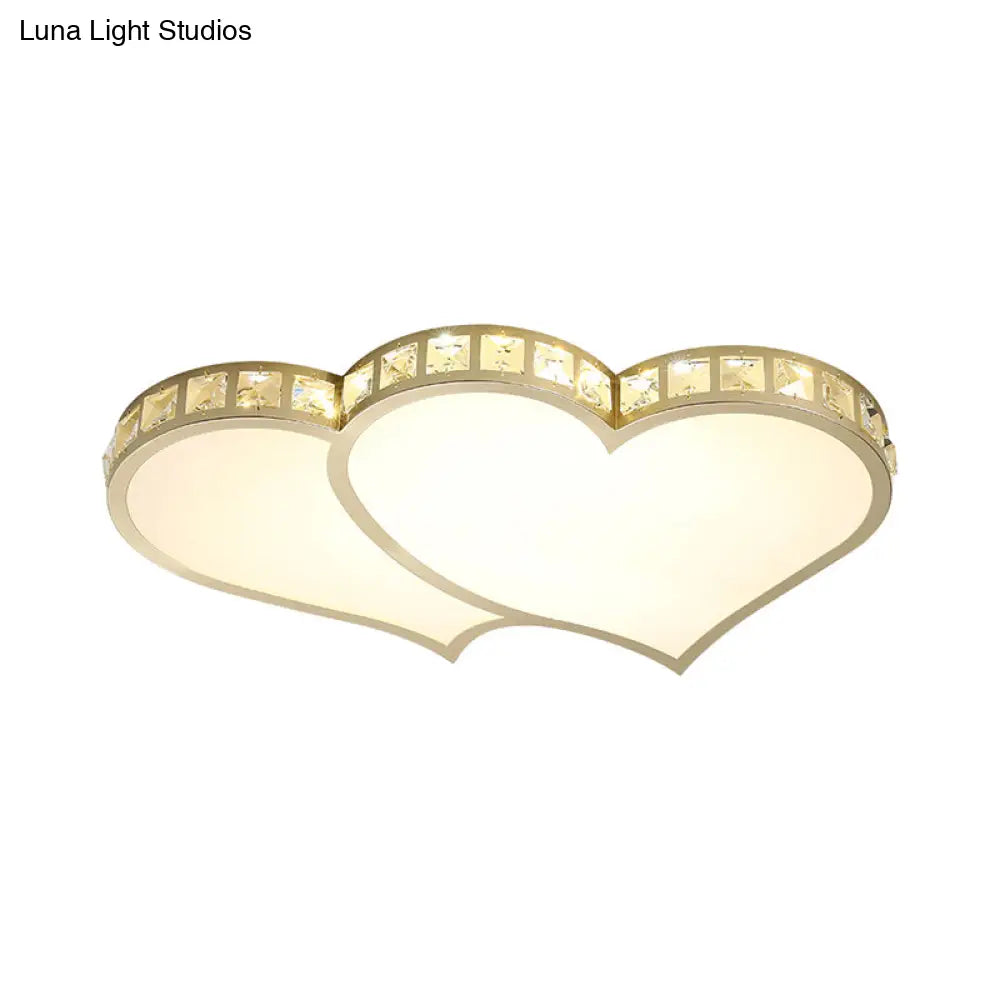 DecorBites™ DecorBites™ Contemporary Crystal Block Flush Mount Lighting Fixture with Gold LED Loving Heart