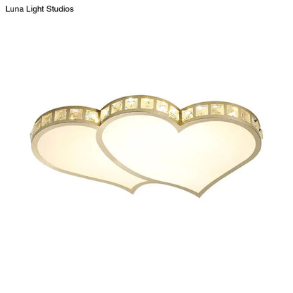 DecorBites™ DecorBites™ Contemporary Crystal Block Flush Mount Lighting Fixture with Gold LED Loving Heart