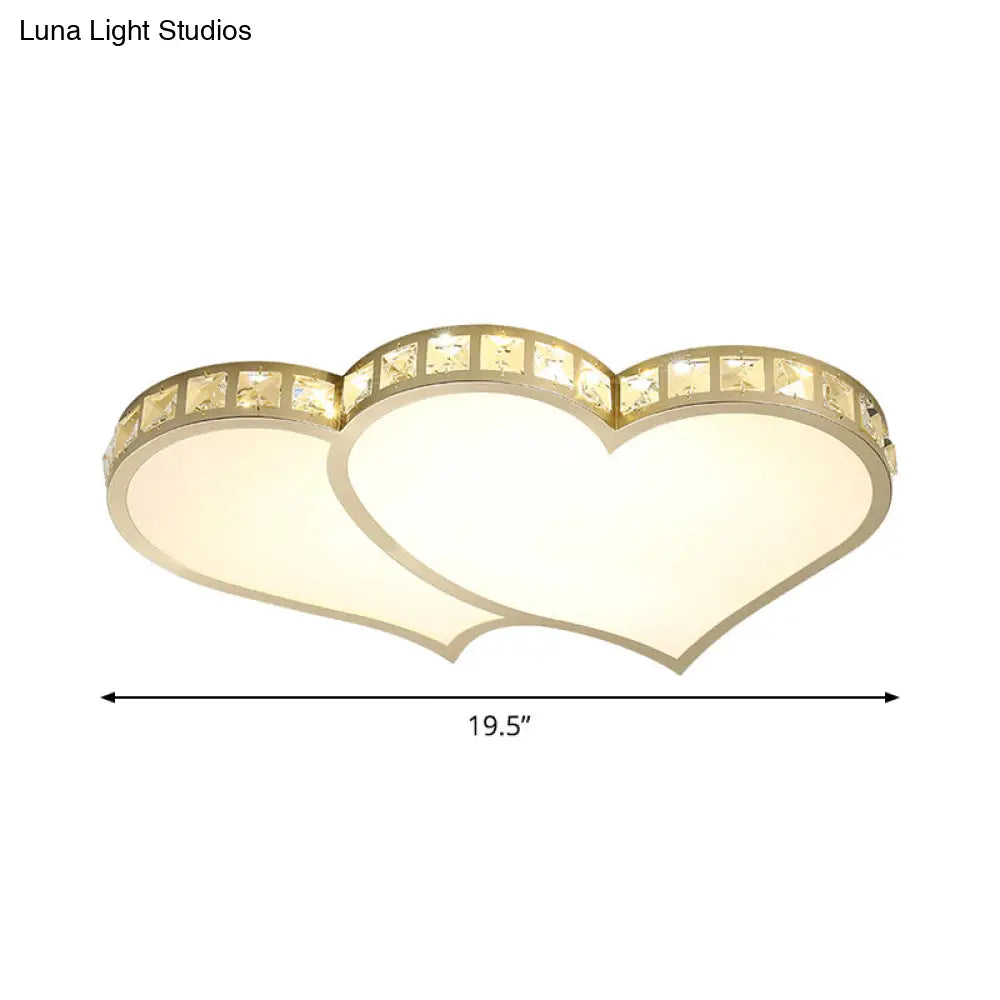 DecorBites™ DecorBites™ Contemporary Crystal Block Flush Mount Lighting Fixture with Gold LED Loving Heart