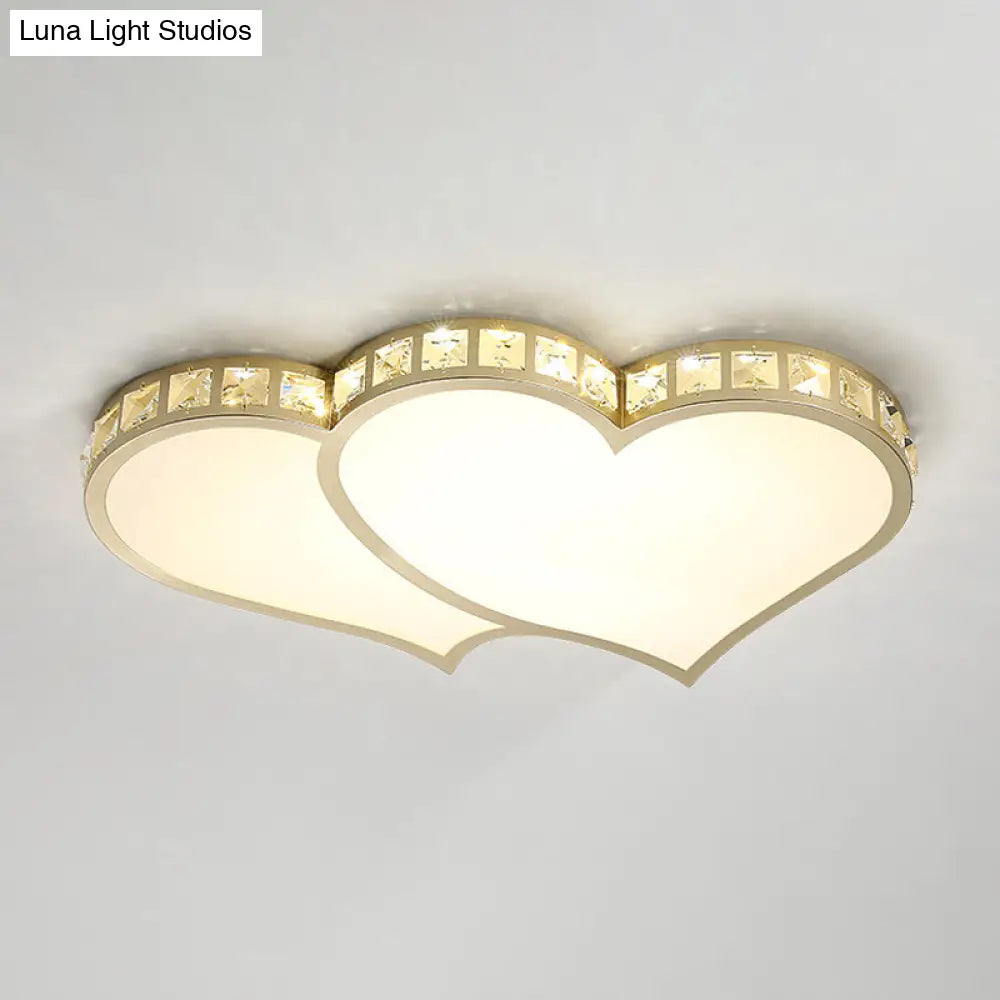 DecorBites™ DecorBites™ Contemporary Crystal Block Flush Mount Lighting Fixture with Gold LED Loving Heart