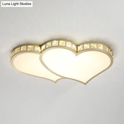DecorBites™ DecorBites™ Contemporary Crystal Block Flush Mount Lighting Fixture with Gold LED Loving Heart