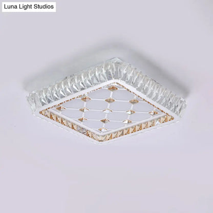 DecorBites™ DecorBites™ Contemporary Crystal Ceiling Flush Light with LED and White Trellis/Bowknot Design