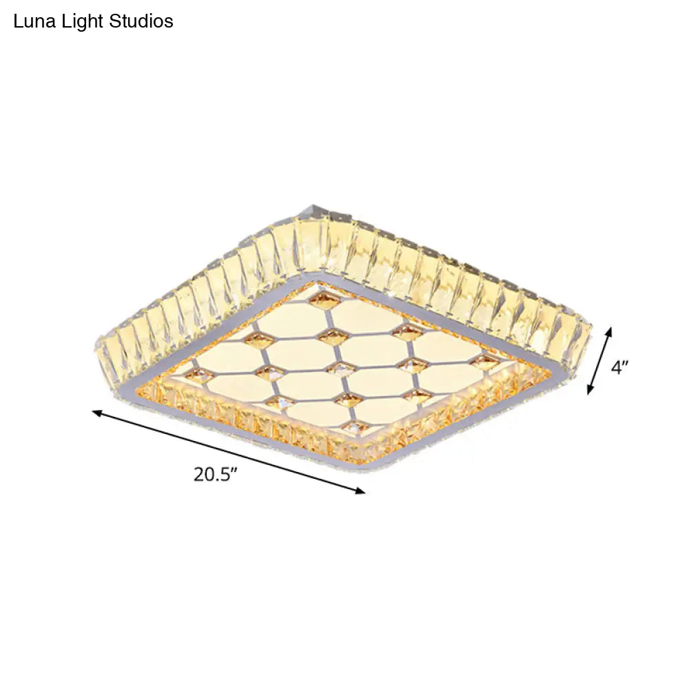 DecorBites™ DecorBites™ Contemporary Crystal Ceiling Flush Light with LED and White Trellis/Bowknot Design