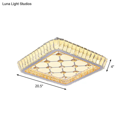 DecorBites™ DecorBites™ Contemporary Crystal Ceiling Flush Light with LED and White Trellis/Bowknot Design