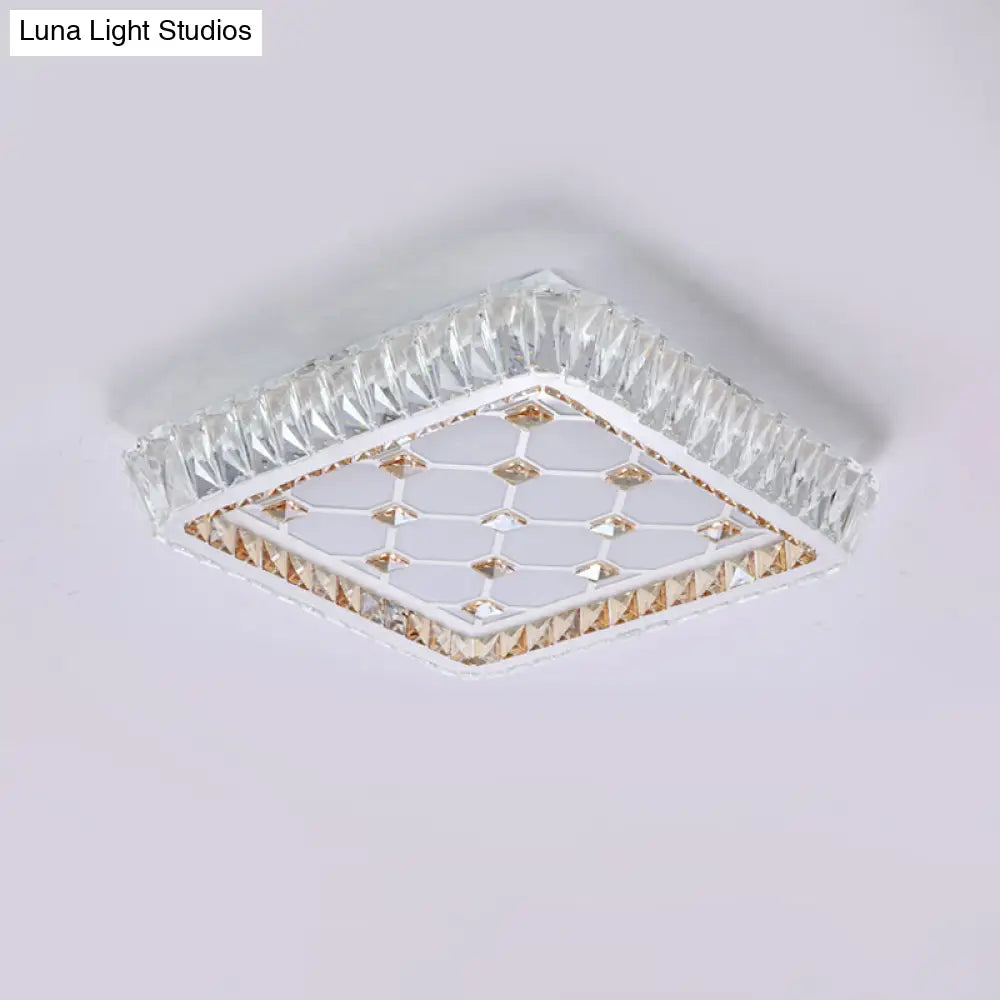 DecorBites™ DecorBites™ Contemporary Crystal Ceiling Flush Light with LED and White Trellis/Bowknot Design