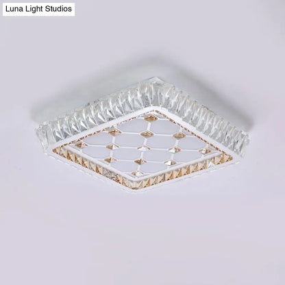 DecorBites™ DecorBites™ Contemporary Crystal Ceiling Flush Light with LED and White Trellis/Bowknot Design