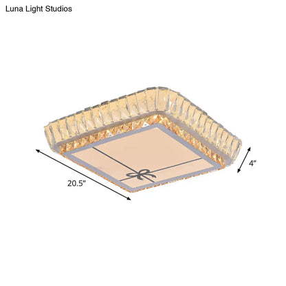 DecorBites™ DecorBites™ Contemporary Crystal Ceiling Flush Light with LED and White Trellis/Bowknot Design