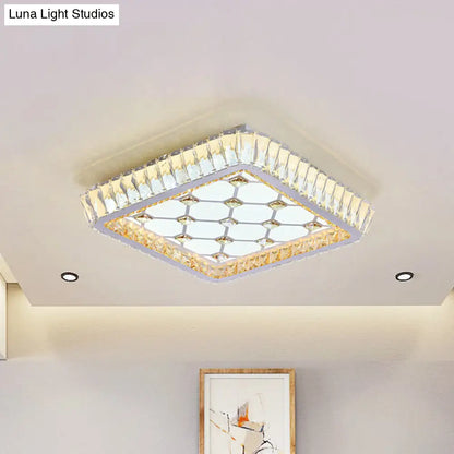 DecorBites™ DecorBites™ Contemporary Crystal Ceiling Flush Light with LED and White Trellis/Bowknot Design