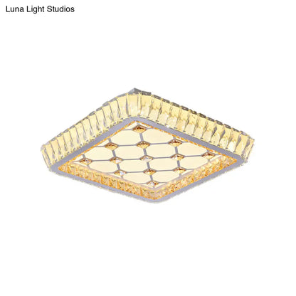 DecorBites™ DecorBites™ Contemporary Crystal Ceiling Flush Light with LED and White Trellis/Bowknot Design