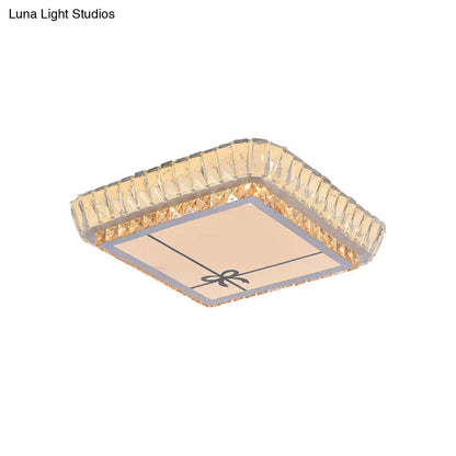 DecorBites™ DecorBites™ Contemporary Crystal Ceiling Flush Light with LED and White Trellis/Bowknot Design