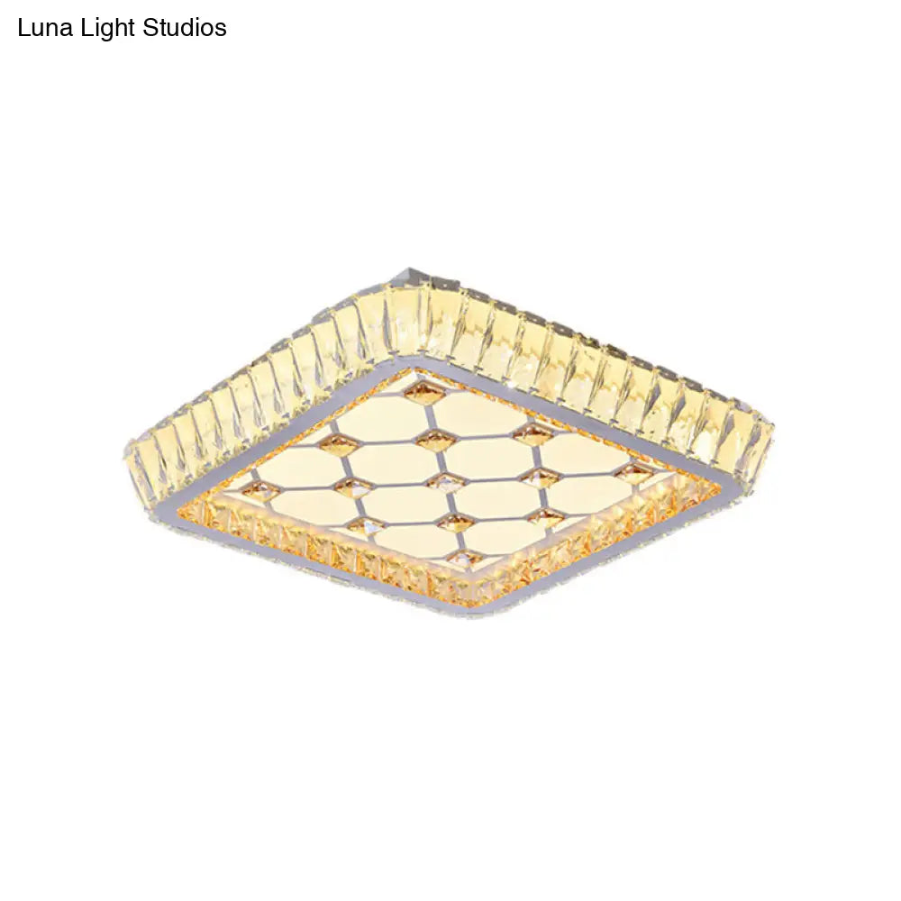 DecorBites™ DecorBites™ Contemporary Crystal Ceiling Flush Light with LED and White Trellis/Bowknot Design