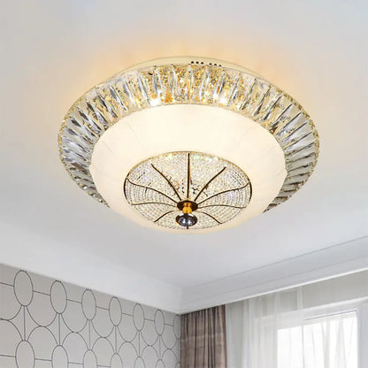 DecorBites™ DecorBites™ Contemporary Crystal Ceiling Light with White Bowl Shade - LED Flush Mount for Bedroom (16"/19.5" Wide)