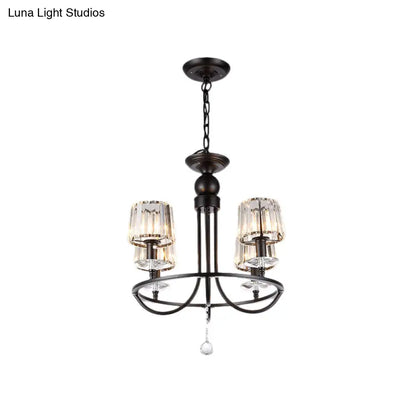 ثريا كريستال معاصرة من DecorBites™ - إضاءة دائرية معلقة بـ 4/6/8 مصابيح باللون الأسود لغرفة النوم