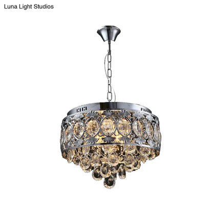 Lámpara de techo contemporánea de cristal: Lámpara de techo redonda de 4 luces en cromo