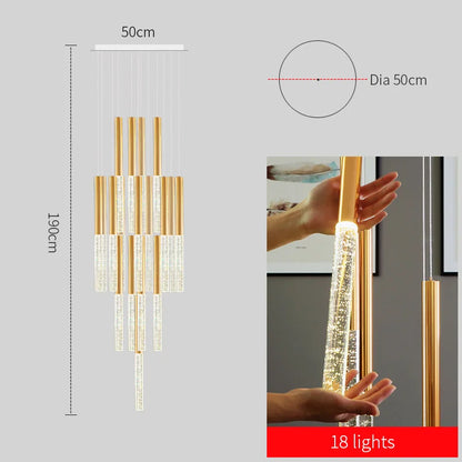 Contemporary Crystal Chandelier for Large Staircase - 18 Light / Warm White - Chandelier