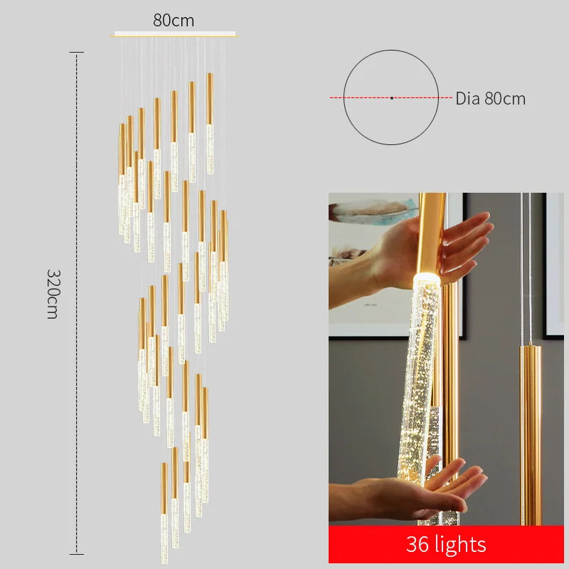 Contemporary Crystal Chandelier for Large Staircase - 36 Light / Cold White - Chandelier