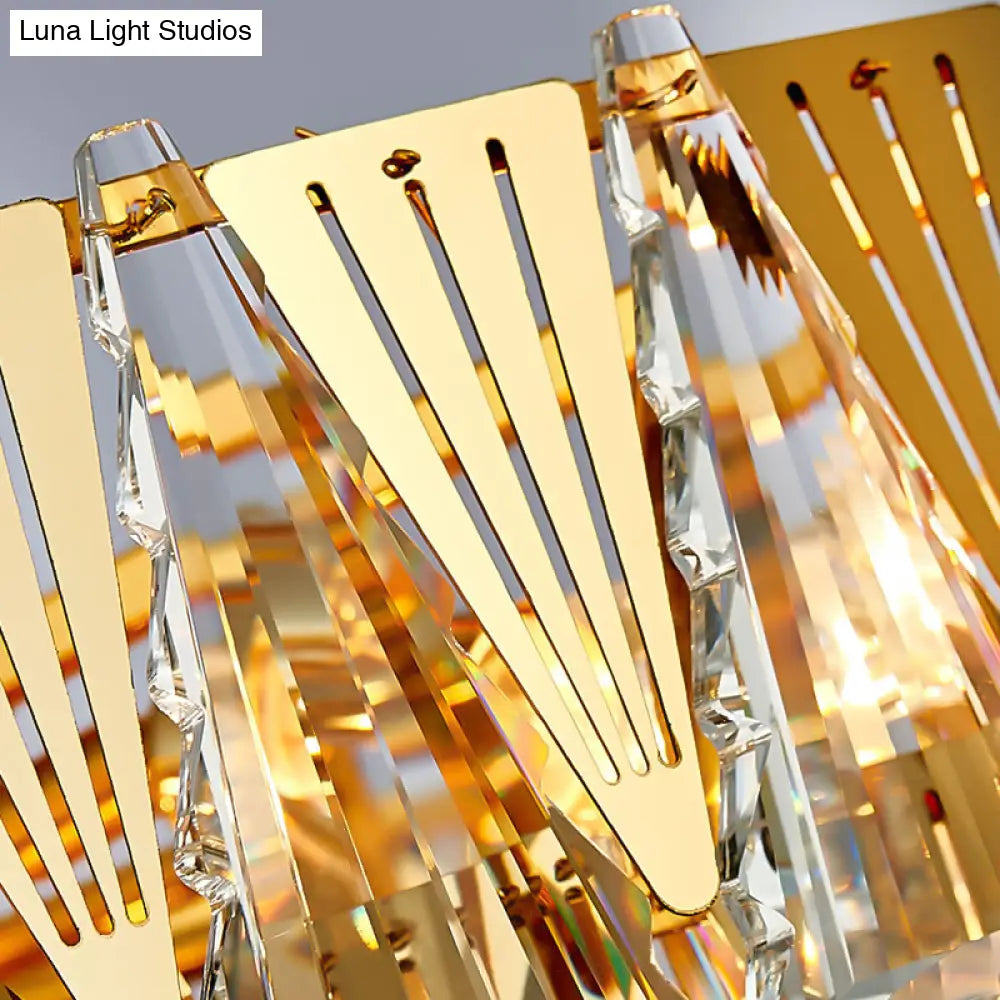 Lámpara de araña contemporánea de cristal - 7 niveles, 10 luces, colgante dorado