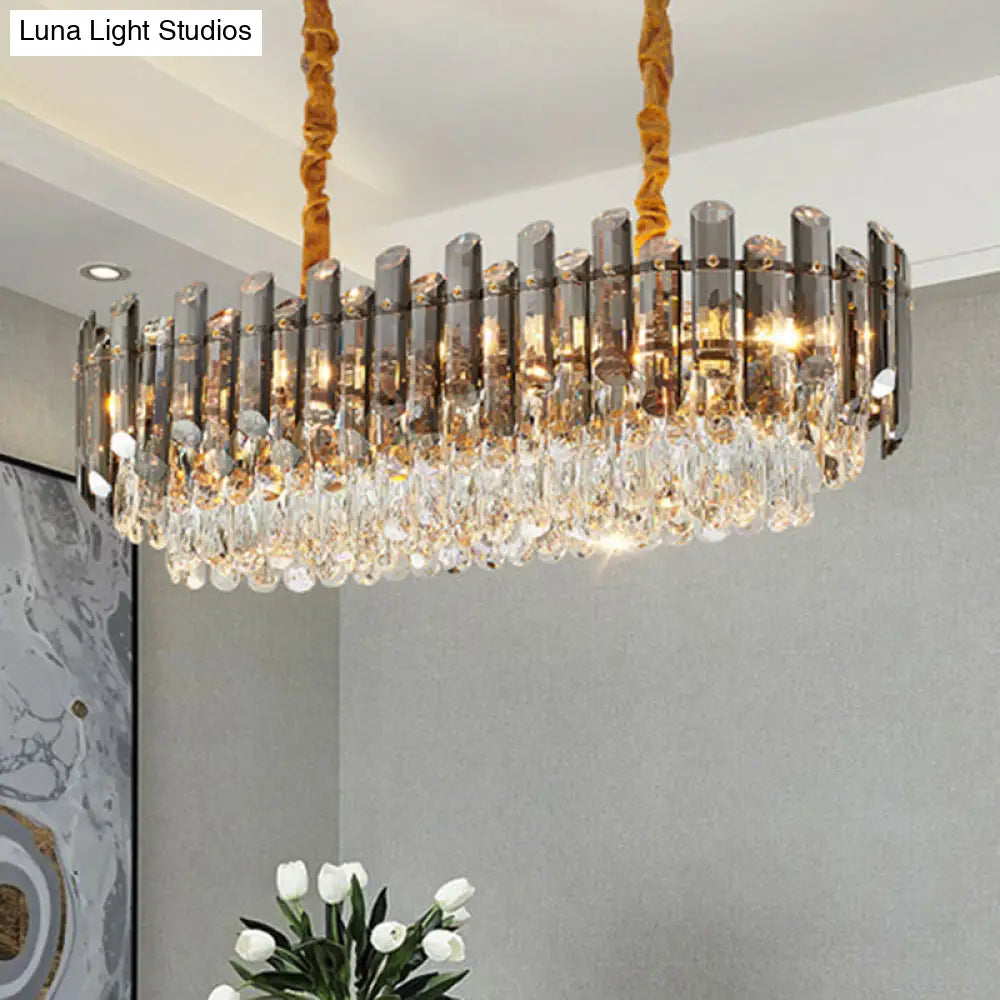 Contemporary Crystal Chandelier Pendant - Rose Gold Tier Suspended Lighting