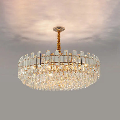 Contemporary Crystal Chandelier Pendant - Rose Gold Tier Suspended Lighting