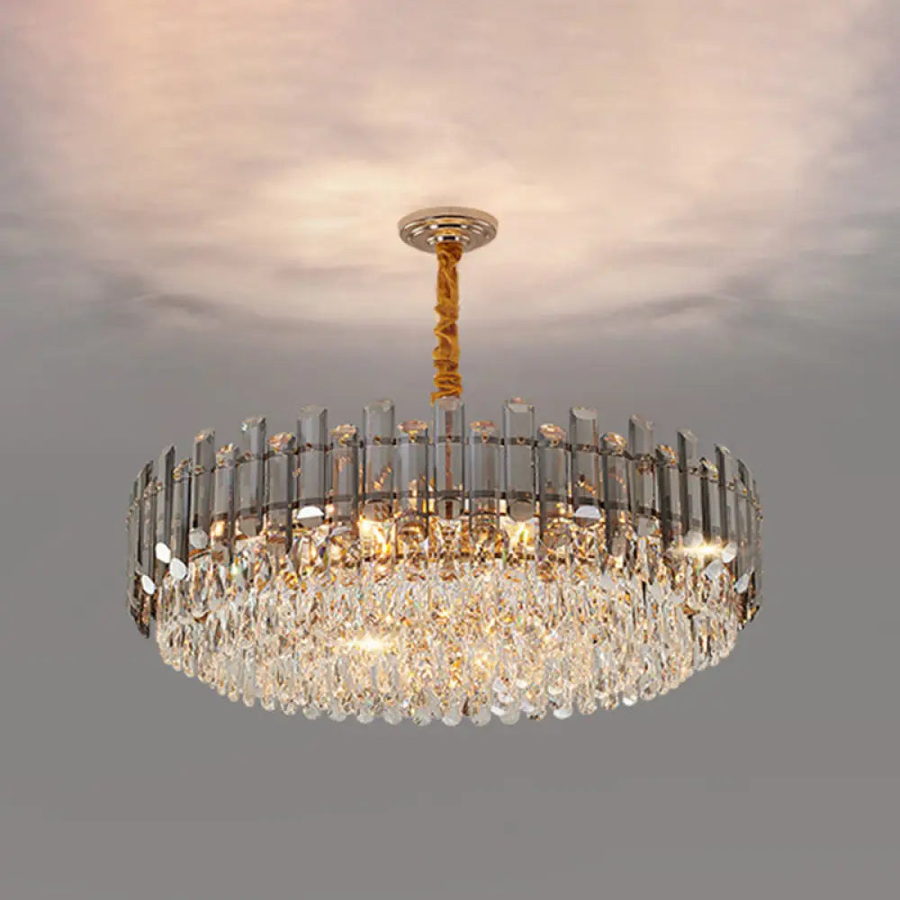 Contemporary Crystal Chandelier Pendant - Rose Gold Tier Suspended Lighting