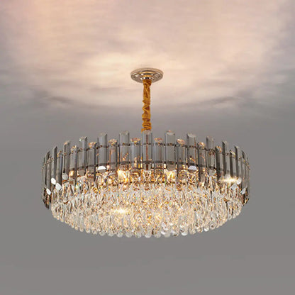 Contemporary Crystal Chandelier Pendant - Rose Gold Tier Suspended Lighting